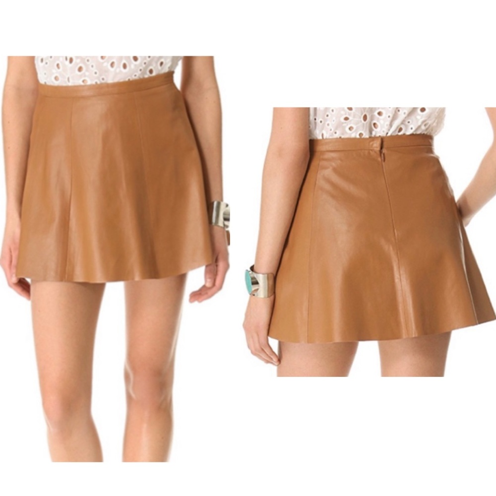 Preloved Love Leather Camel Mini Leather Skirt szM